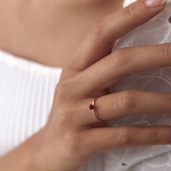 Mercan Tekli Tomurcuk Yüzük - 1