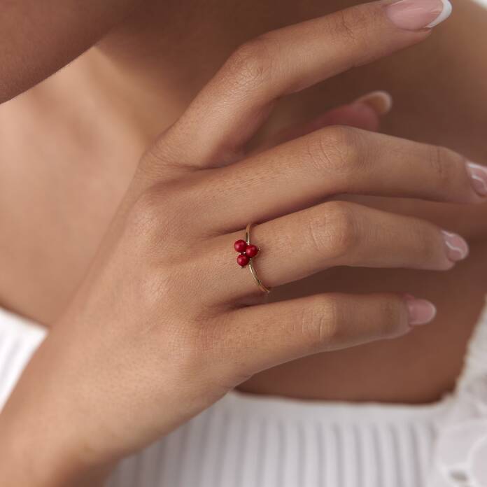 Mercan Trapez Tomurcuk Yüzük - 1