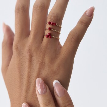 Mercan Trapez Tomurcuk Yüzük - 3