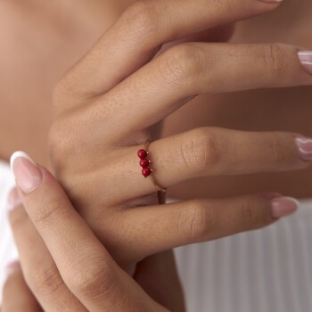 Mercan Üçlü Tomurcuk Yüzük - Rayna