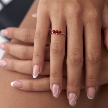 Mercan Üçlü Tomurcuk Yüzük - Rayna (1)