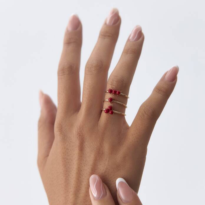 Mercan Üçlü Tomurcuk Yüzük - 3