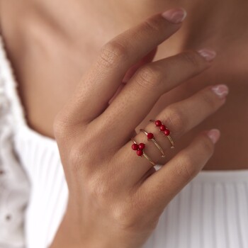 Mercan Üçlü Tomurcuk Yüzük - 4