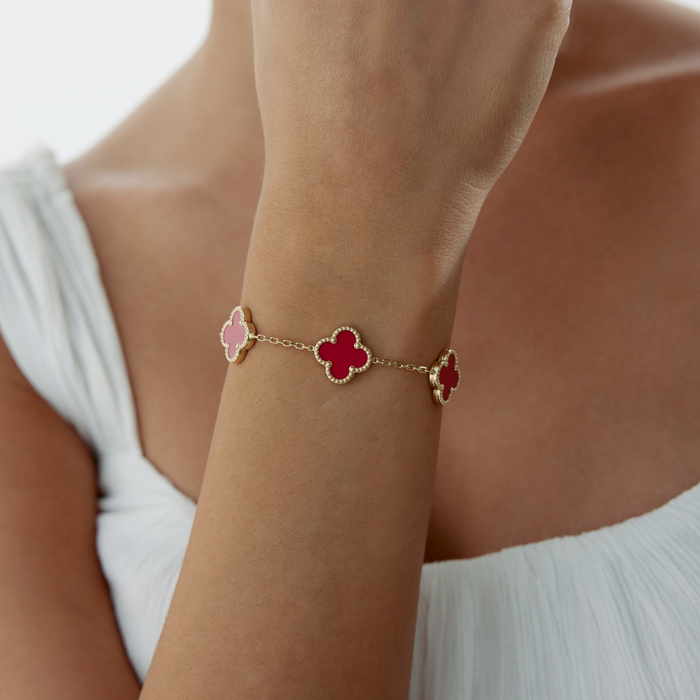 Beşli Mercan Yonca Cleef Bileklik - Milades (1)