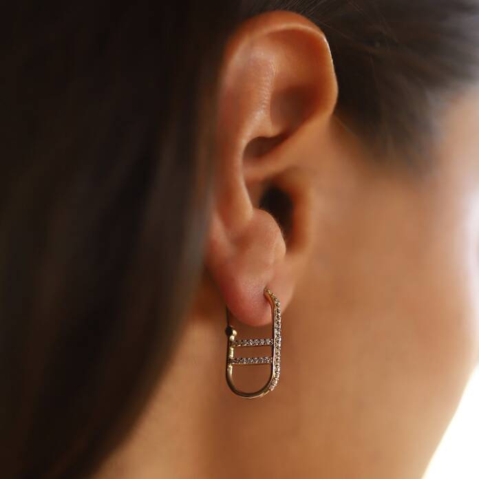 Merdiven Taşlı Ataç Küpe - 2