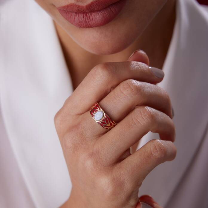 Mineli Başak Ay Taşlı Yüzük - 1