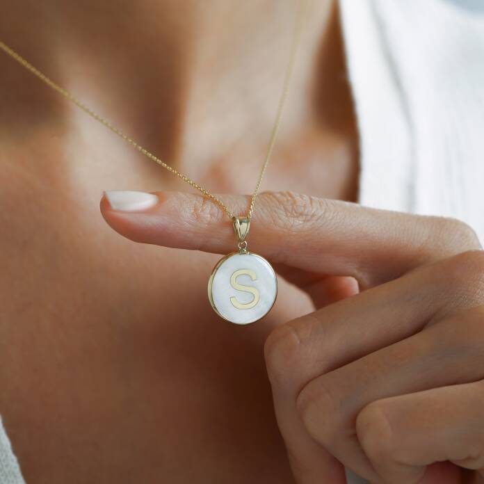 Mineli Daire Harf Kolye - 1