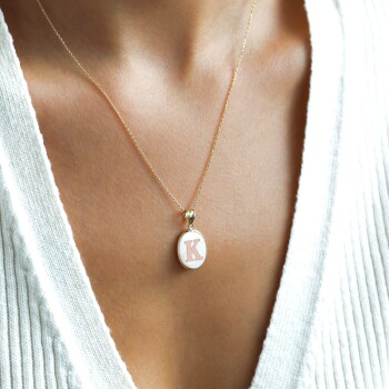 Mineli Harf Kolye - Big Gold