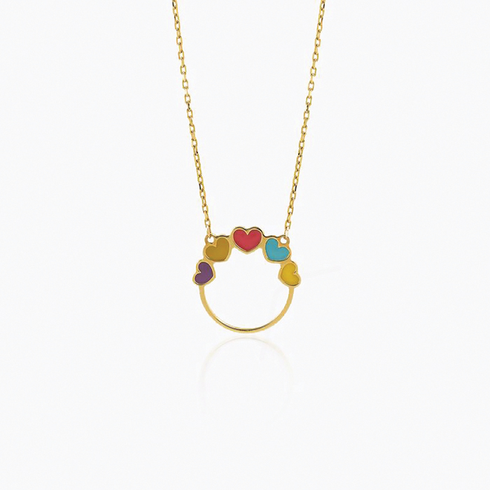 Mineli Kalpler Halka Çocuk Kolyesi - Melike