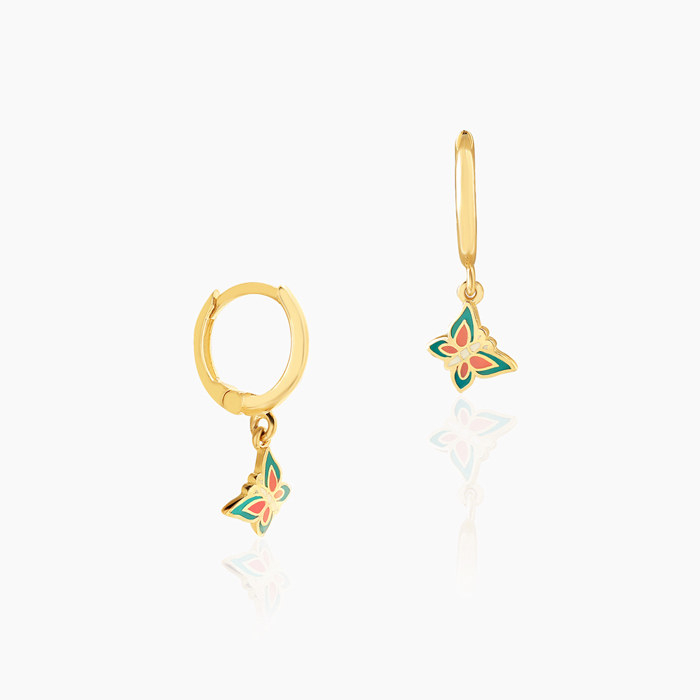 Mineli Kelebek Halka Sallantılı Çocuk Küpesi - Melike