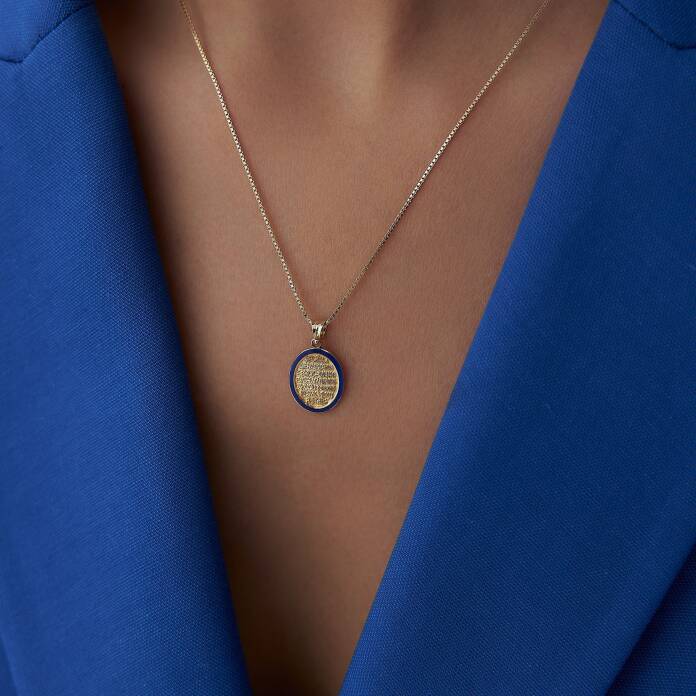 Mineli Lacivert Oval Dua Kolye - 1