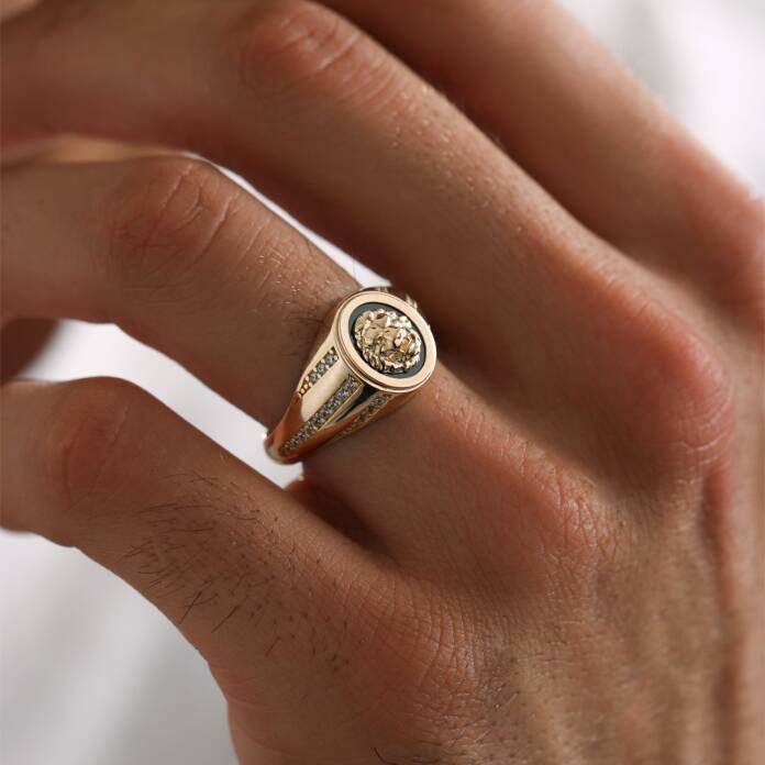 Mineli Taşlı Aslan Şövalye Erkek Yüzük - 3