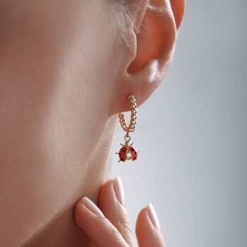 Mineli Uğur Böceği Küpe - Rayna