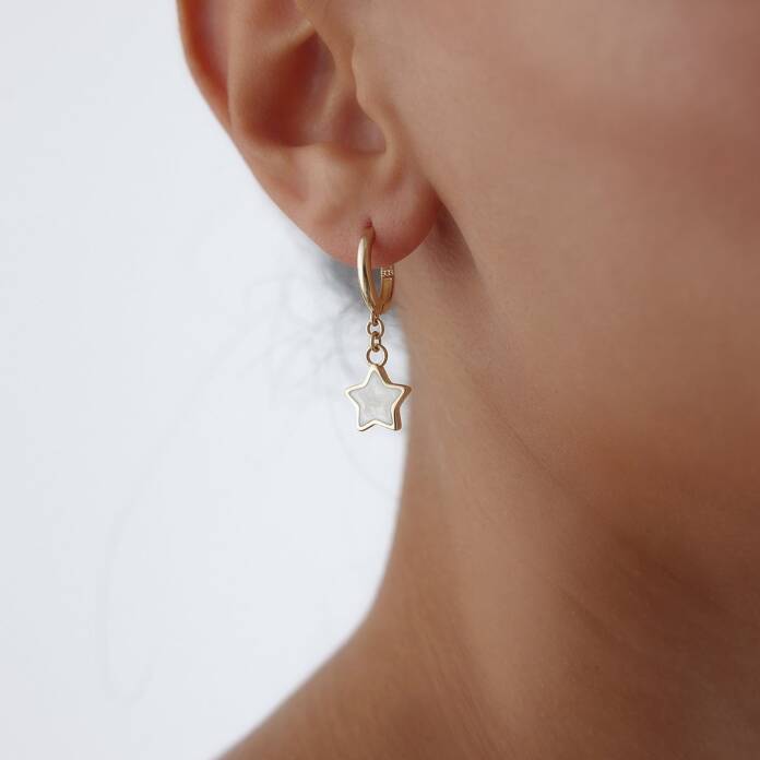 Mineli Yıldız Halka Sallantı Küpe - 1