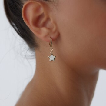 Mineli Yıldız Halka Sallantı Küpe - Koçak (1)