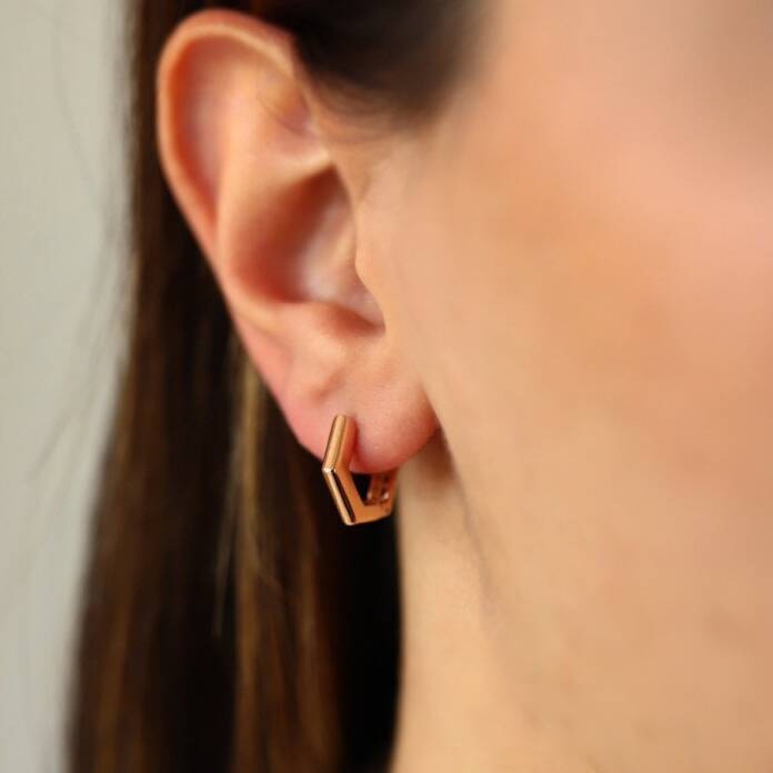 Mini Altıgen Halka Küpe - 1