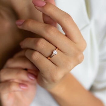 Mini Baget Taşlı Yüzük - Rayna