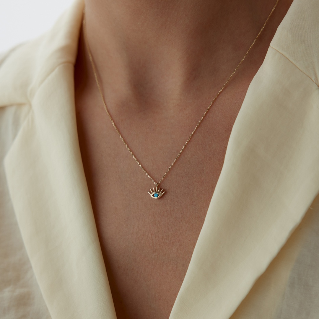 Mini Firuze Kirpik Kolye - 2