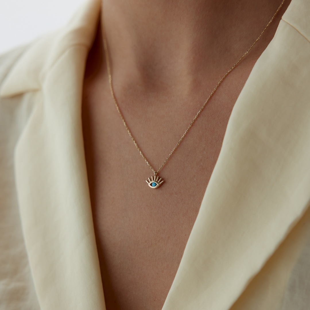 Mini Firuze Kirpik Kolye - 3