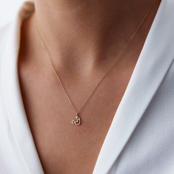 Mini Kalp Kedi Kolye - 1