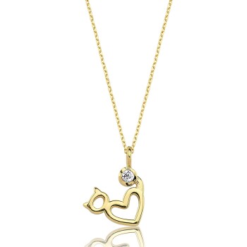 Mini Kalp Kedi Kolye - 2