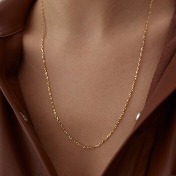 Mini Oval İtalyan Ataç Zincir - Mg Gold