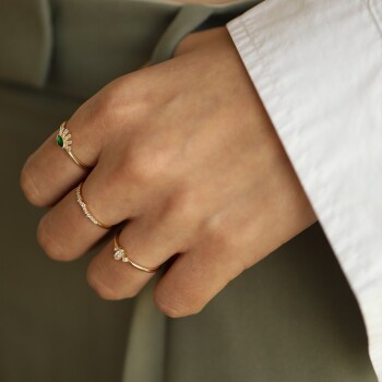 Mini Oval Taşlı Yüzük - Mazal (1)