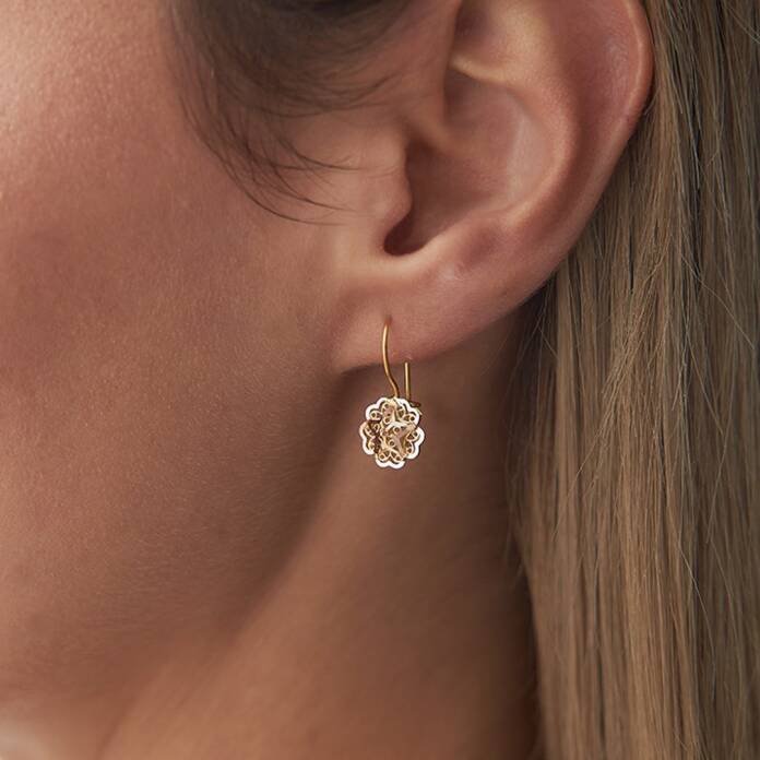 Mini Sallantılı Gül Küpe - 1