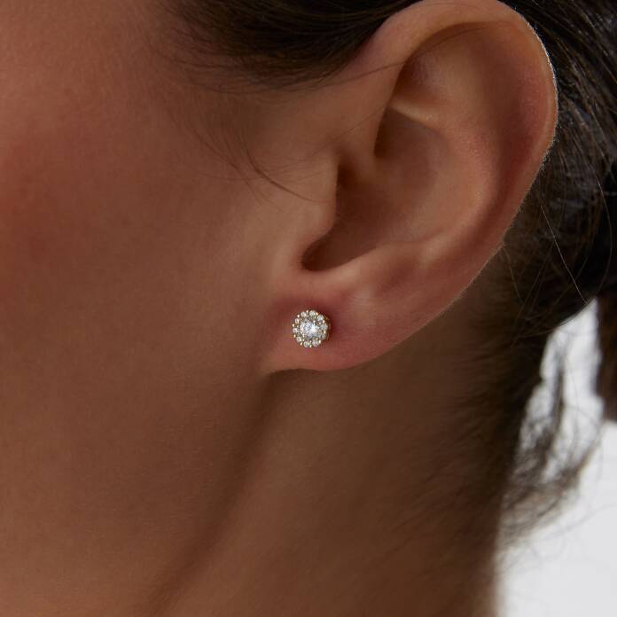 Mini Taş Çiçek Küpe - 1