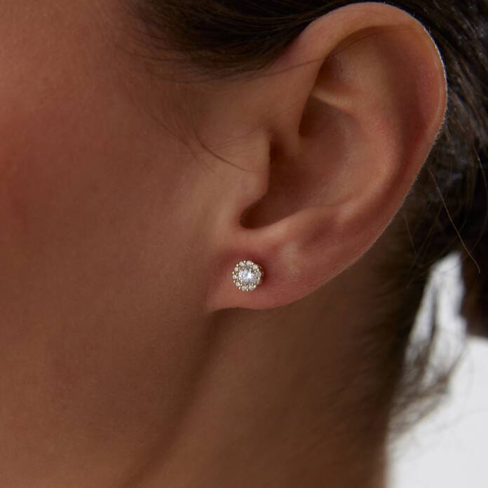 Mini Taş Çiçek Küpe - 2