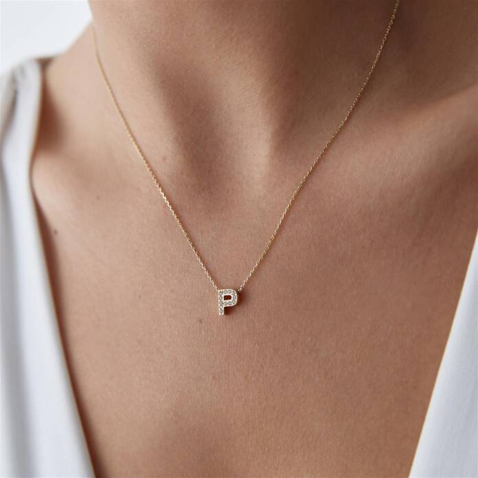 Mini Taşlı Harf Kolye - 1