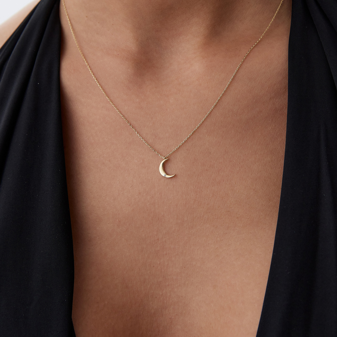 Mini taşlı Hilal Kolye - 1