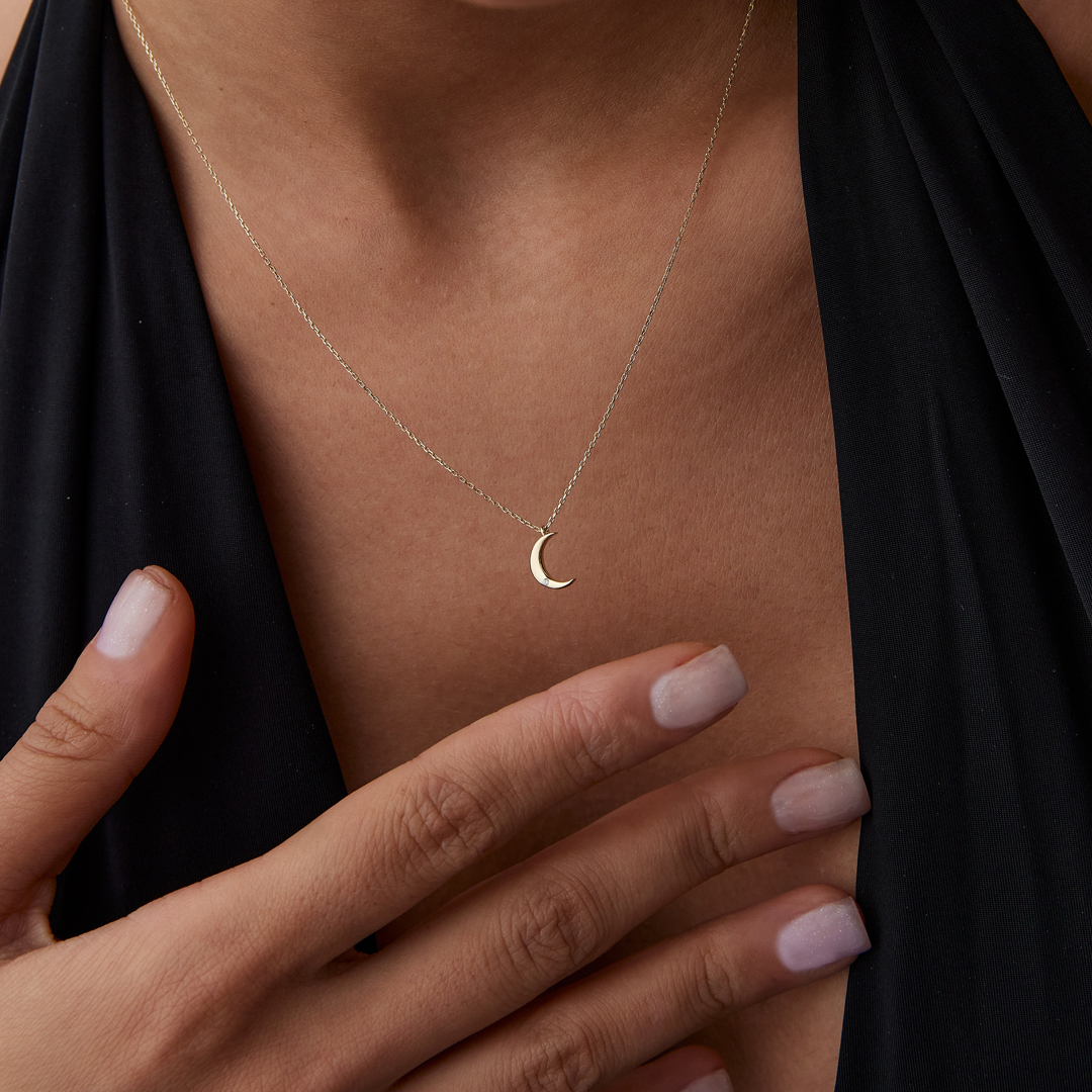 Mini taşlı Hilal Kolye - 2