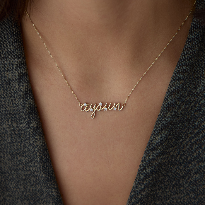 Mini Taşlı İsim Kolye - Gökhan Bera