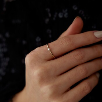 Mini Tek İnci Yüzük - Cemart