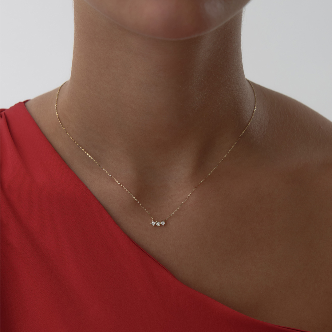 Mini Üç Taşlı Kolye - 1