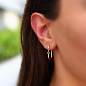 Mini Yeşil Ataç Küpe - Alen