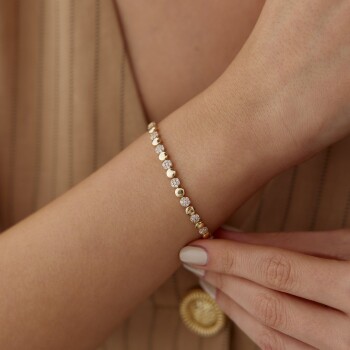 Minimal Plaka ve Taş Örüntülü Bileklik - Mazal