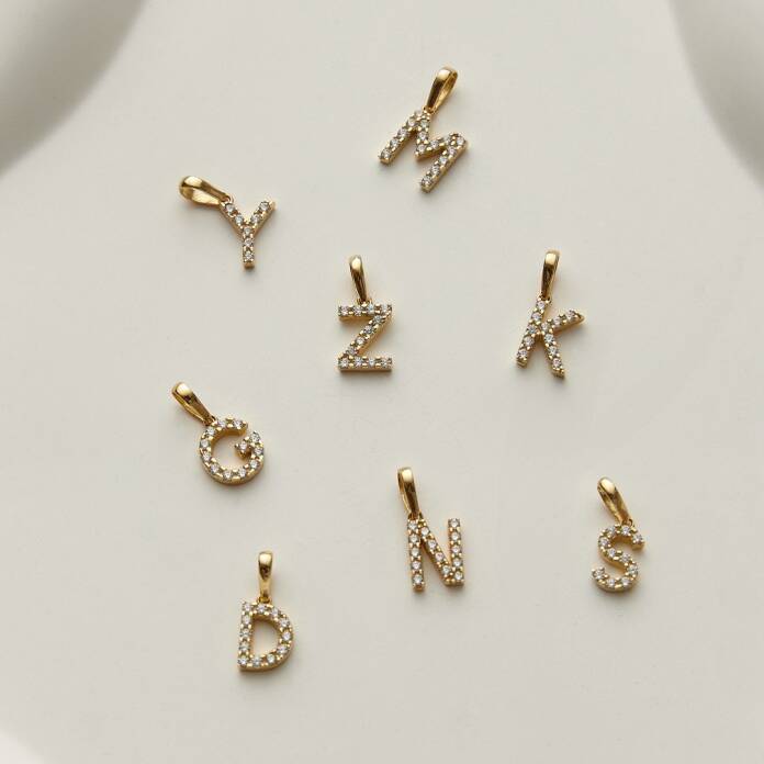 Minyon Taşlı Harf Kolye Ucu - 1