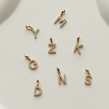 Minyon Taşlı Harf Kolye Ucu - Koçak