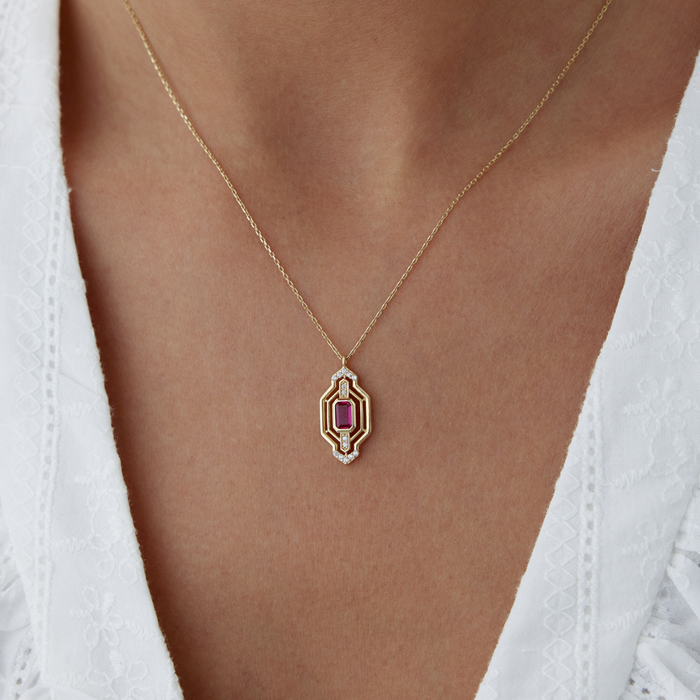 Mor Baget Taşlı Kolye - Rayna (1)