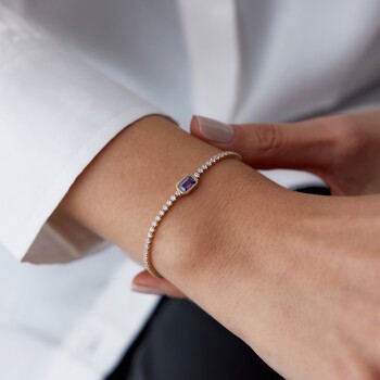 Mor Baget Taşlı Su Yolu Bileklik - Rayna (1)