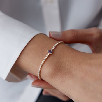 Mor Damla Taşlı Su Yolu Bileklik - Rayna (1)