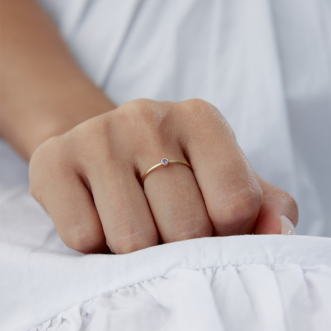 Mor Mini Tektaş Yüzük - 2