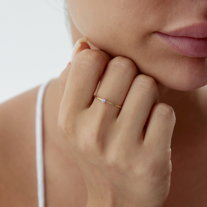 Mor Mini Tektaş Yüzük - RİTİM