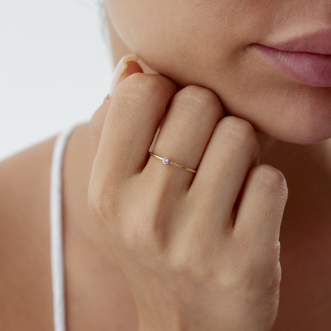 Mor Mini Tektaş Yüzük - 1