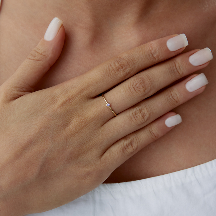 Mor Mini Tektaş Yüzük - 3