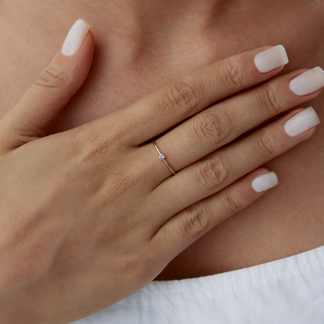 Mor Mini Tektaş Yüzük - 3