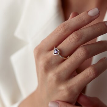 Mor Renk Pandora Kalp Yüzük - 2