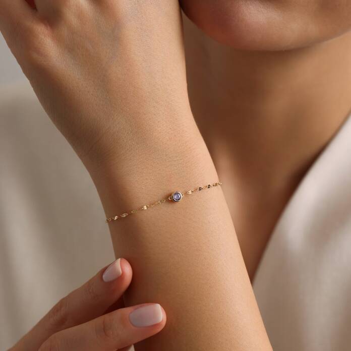 Mor Taşlı Boomerang Bileklik - 2